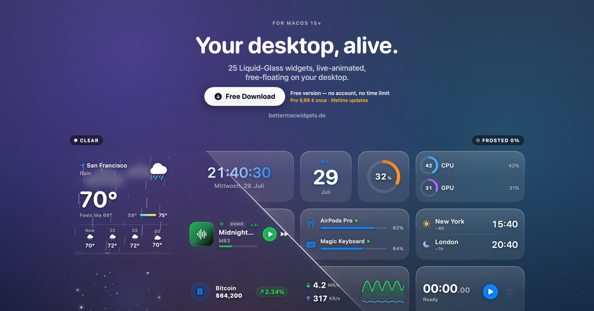 [FREEMIUM] I Created BetterMacWidgets: Live/Animated Widgets. New on your Lockscreen too! And thank 